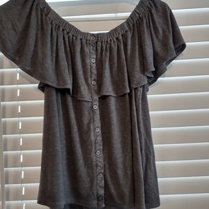 American Eagle Soft & Sexy, Gray Off-shoulder Top, size Med, like-new!